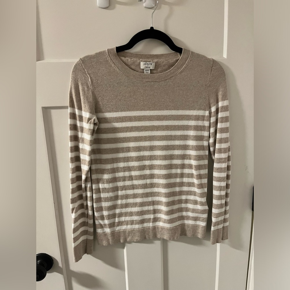Tan and white stripped teddie sweater